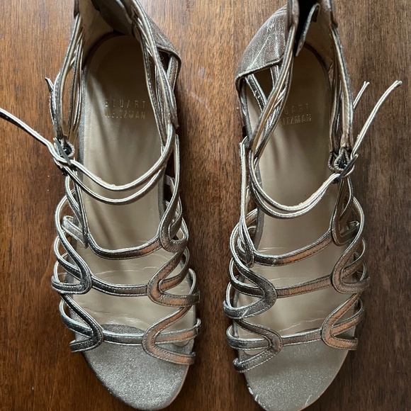 Gold Leather Gladiator Sandals - Picture 1 of 5